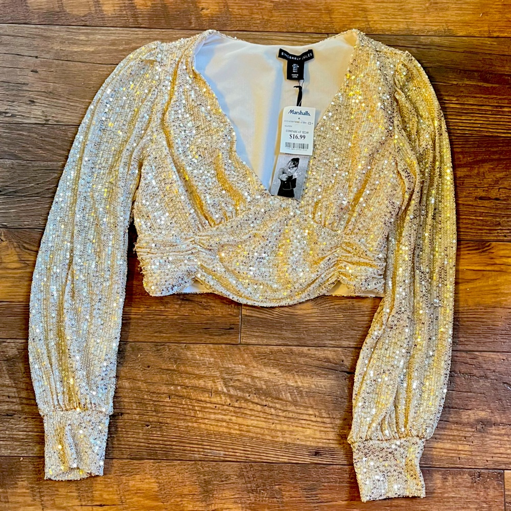 Cropped Gold Sparkly Top